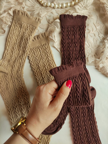 جوراب ساقدار قهوه ای